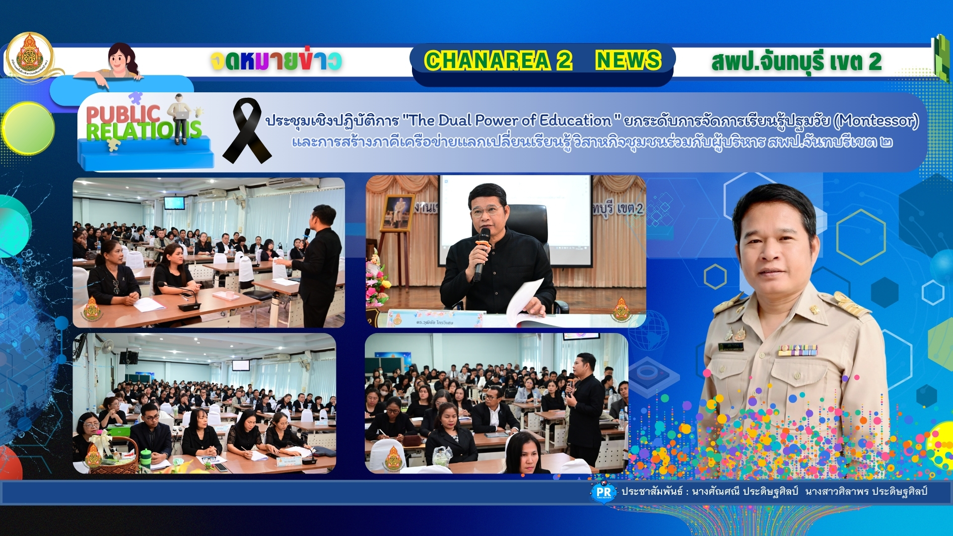 ประชุมเชิงปฏิบัติการ “The Dual Power of Education ” ยกระดับการจัดการเรียนรู้ปฐมวัย (Montessor) และการสร้างภาคีเครือข่ายแลกเปลี่ยนเรียนรู้ วิสาหกิจชุมชนร่วมกับผู้บริหาร สพป.จันทบรีเขต ๒